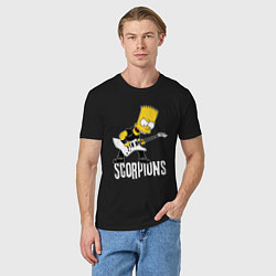Футболка хлопковая мужская Scorpions Барт Симпсон рокер, цвет: черный — фото 2