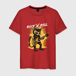 Мужская футболка Кот рокер - рок-н-ролл
