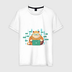 Мужская футболка Толстенький кот программист