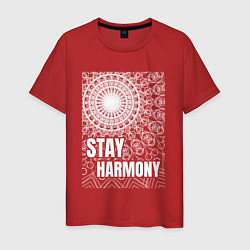 Мужская футболка Stay harmony надпись и мандала