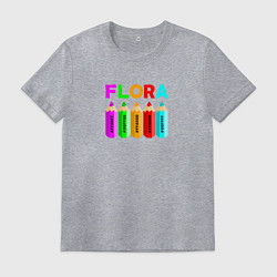 Футболка хлопковая мужская Цвет букв слова флора, цвет: меланж