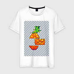 Мужская футболка Разрезанный ананас с линиями