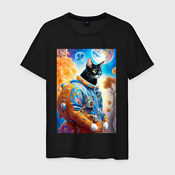 Мужская футболка Котяра крутой космонавт - нейросеть