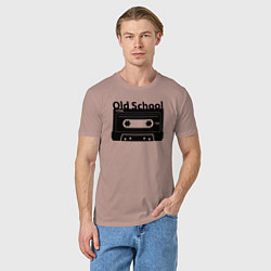 Футболка хлопковая мужская Old school music, цвет: пыльно-розовый — фото 2