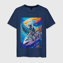 Мужская футболка Cyber shark - ocean and space - art