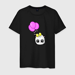 Мужская футболка Панда летит с шарами