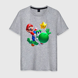 Мужская футболка Марио, Йоши и звезда