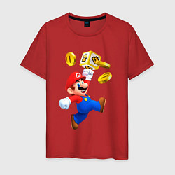 Мужская футболка Марио сбивает монетки
