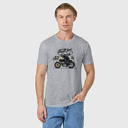 Футболка хлопковая мужская Мотогонки мотоциклист, цвет: меланж — фото 2