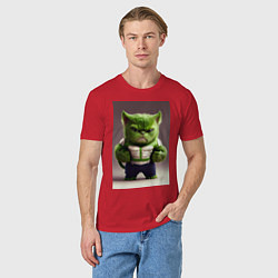Футболка хлопковая мужская Злой котик, цвет: красный — фото 2