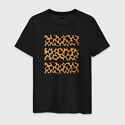 Футболка хлопковая мужская Леопардовые полосы, цвет: черный