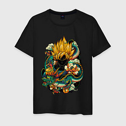 Мужская футболка Dragon ball дракон и цветы