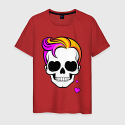 Мужская футболка Череп с разноцветными волосами
