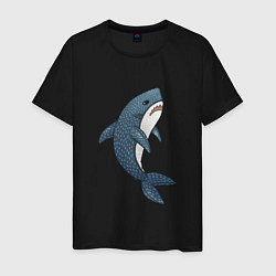 Футболка хлопковая мужская Недовольная плюшевая акула, цвет: черный