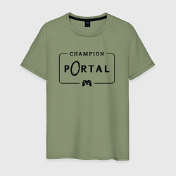Мужская футболка Portal gaming champion: рамка с лого и джойстиком