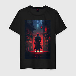 Мужская футболка Самурай в ночном городе