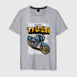 Футболка хлопковая мужская Мотоцикл Honda Tiger, цвет: меланж