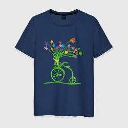 Мужская футболка Винтажный велик с цветочками