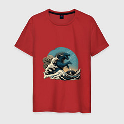 Мужская футболка Годзилла в Большой волне у Канагавы