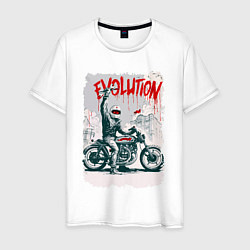 Футболка хлопковая мужская Evolution - motorcycle, цвет: белый