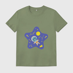 Мужская футболка Ежик в космосе
