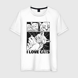 Мужская футболка I love cats comic