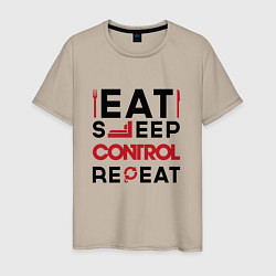 Мужская футболка Надпись: eat sleep Control repeat