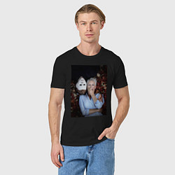 Футболка хлопковая мужская Хеллоуин Майкл и Лори, цвет: черный — фото 2