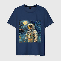 Мужская футболка Космонавт на луне в стиле Ван Гог