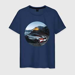 Мужская футболка Машина с рестораном на горе