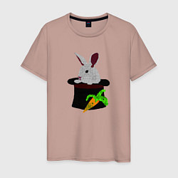 Мужская футболка Кролик с морковкой в цилиндре