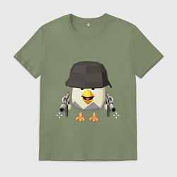 Футболка хлопковая мужская Chicken Gun в каске, цвет: авокадо