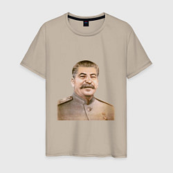 Футболка хлопковая мужская Товарищ Сталин бюст, цвет: миндальный