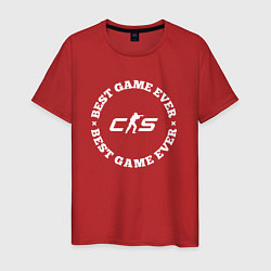 Футболка хлопковая мужская Символ Counter-Strike 2 и круглая надпись best gam, цвет: красный