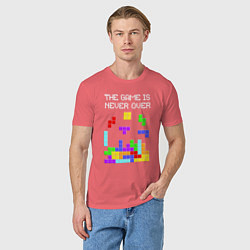 Футболка хлопковая мужская Tetris - the game is never over, цвет: коралловый — фото 2