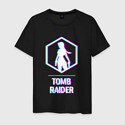 Футболка хлопковая мужская Tomb Raider в стиле glitch и баги графики, цвет: черный