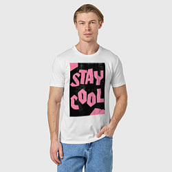 Футболка хлопковая мужская Оставайся крутым, цвет: белый — фото 2
