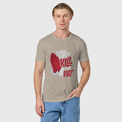 Футболка хлопковая мужская Dont kill my vibe, цвет: миндальный — фото 2