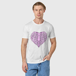 Футболка хлопковая мужская Bone heart, цвет: белый — фото 2