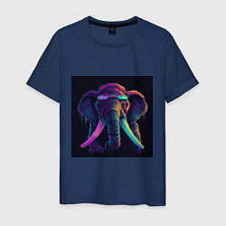 Мужская футболка Кибер-слон в неоновом свете