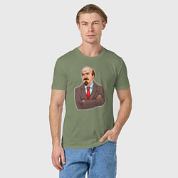 Футболка хлопковая мужская Ленин закатывает глаза, цвет: авокадо — фото 2