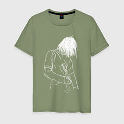 Футболка хлопковая мужская Kurt Cobain grunge, цвет: авокадо