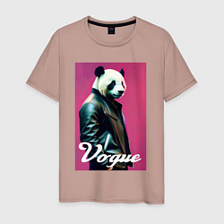 Футболка хлопковая мужская Панда - модный чувак, цвет: пыльно-розовый