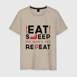Мужская футболка Надпись: eat sleep No Mans Sky repeat