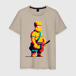 Мужская футболка Гомер Симпсон самурай - нейросеть