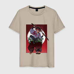 Мужская футболка Танжиро с мечом - Клинок рассекающий демонов