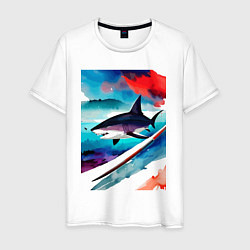 Мужская футболка Shark - watercolor - art