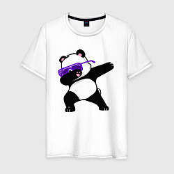 Футболка хлопковая мужская Dab panda, цвет: белый