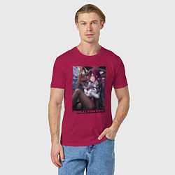 Футболка хлопковая мужская Кафка с узи, цвет: маджента — фото 2