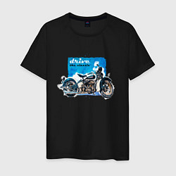 Мужская футболка Ретро мотоцикл акварелью